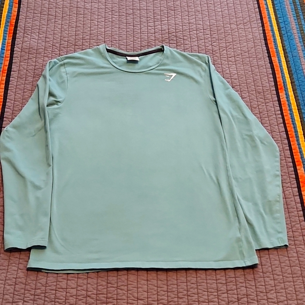Gymshark Essential Long Sleeve T-Shirt, XL, Green / Blue